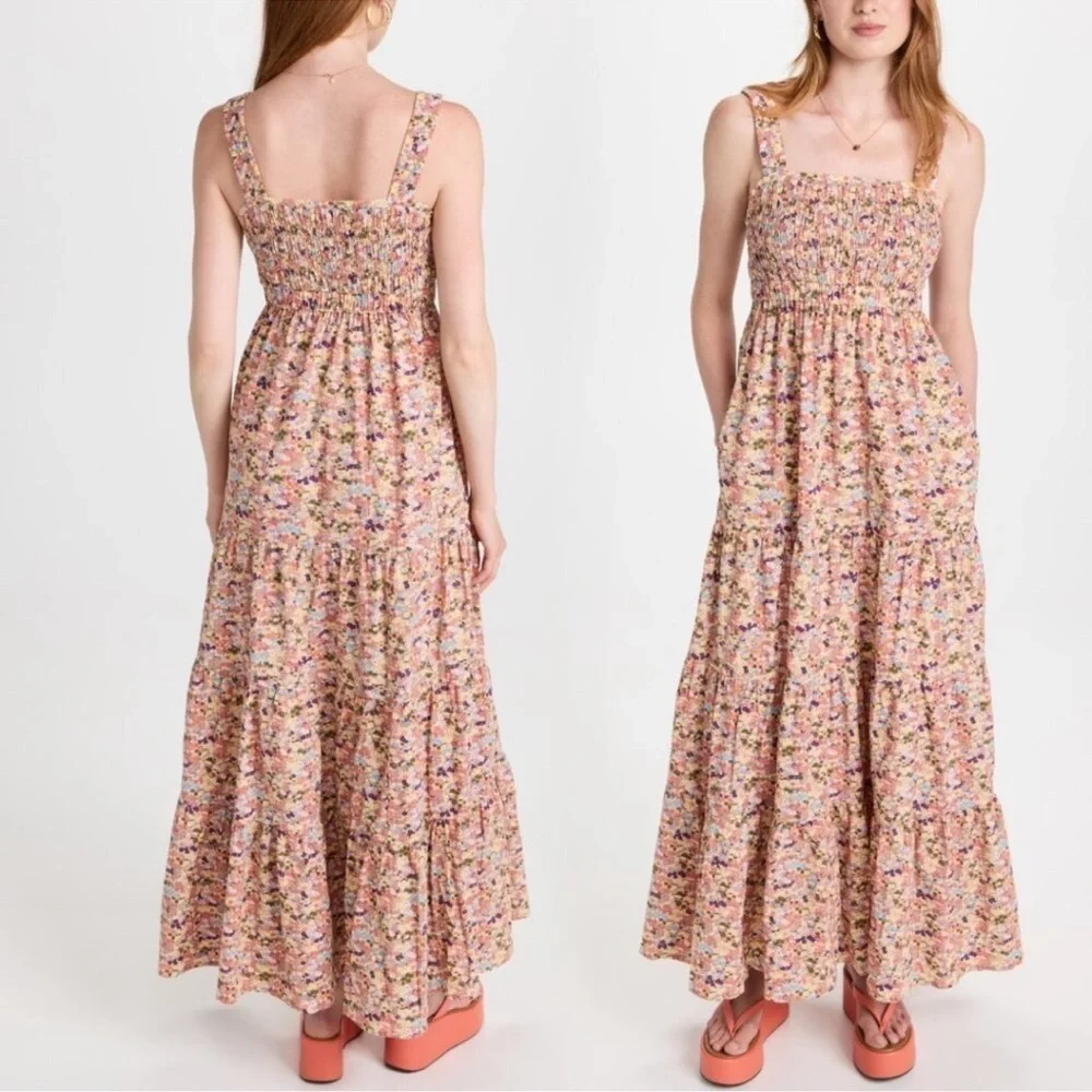 NWT Scotch & Soda Smocked Floral Maxi Dress with Pockets - Picture 5 of 10